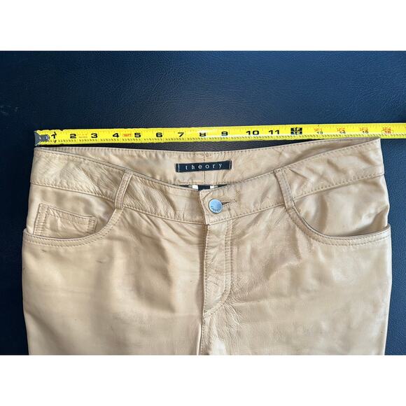 THEORY BEIGE LAMB LEATHER JEANS MADE IN ITALY 6 - Picture 3 of 7